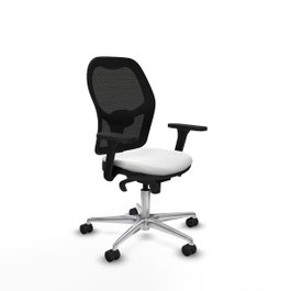 PIQUERAS Y CRESPO Silla de oficina Jorquera con mecanismo Sincro, Tela Blanca y Malla Negra