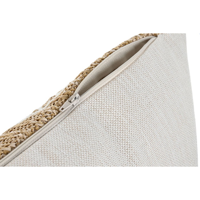 DKD Home Decor Cojín Bordado Natural y Blanco 50x15x30 cm