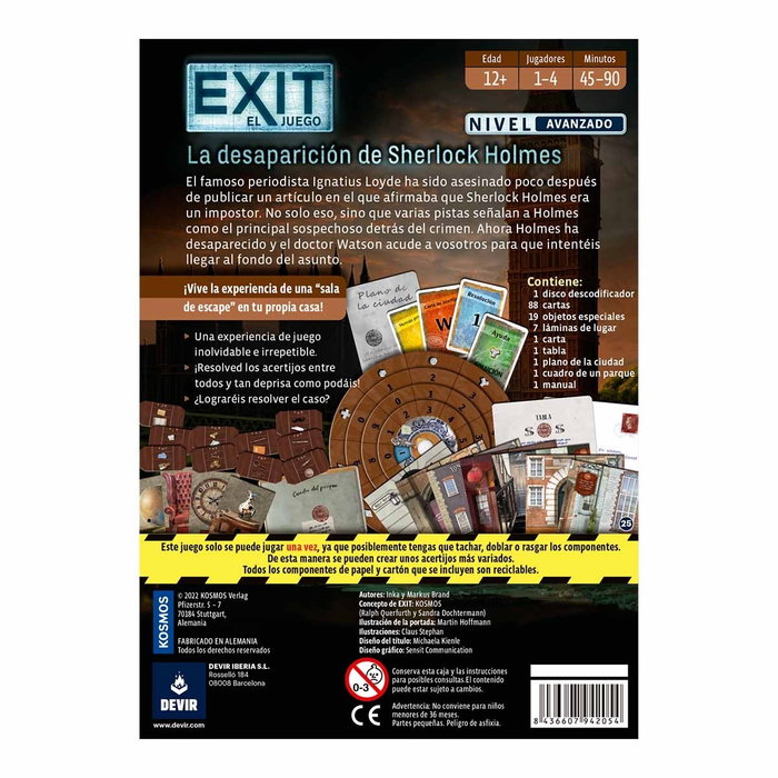 Devir Exit: La Desaparición de Sherlock Holmes Escape Room Cooperativo