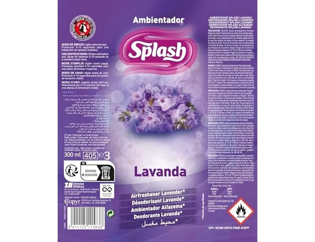 Splash Ambientador spray aroma lavanda 300 ml Splash Ambientador spray aroma lavanda 300 ml