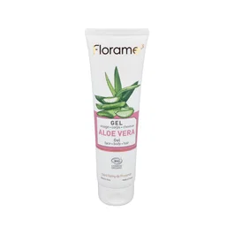 FLORAME Gel de Aloe Vera Bio 150 ml con certificado ECOCERT - Jugo natural de Aloe Barbadensis para cara, cuerpo y cabello