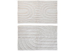 DKD Home Decor Alfombra de Baño Abstracto Blanco 2 Unidades