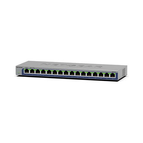 NETGEAR GS116GE Switch de Red Gigabit Ethernet No Administrado L2, 16 Puertos (10/100/1000), Con Calidad de Servicio QoS, VLAN y Montaje de Escritorio, Color Negro