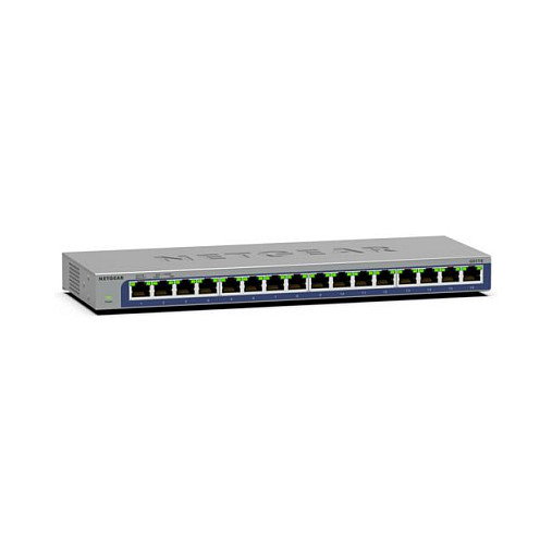 NETGEAR GS116GE Switch de Red Gigabit Ethernet No Administrado L2, 16 Puertos (10/100/1000), Con Calidad de Servicio QoS, VLAN y Montaje de Escritorio, Color Negro