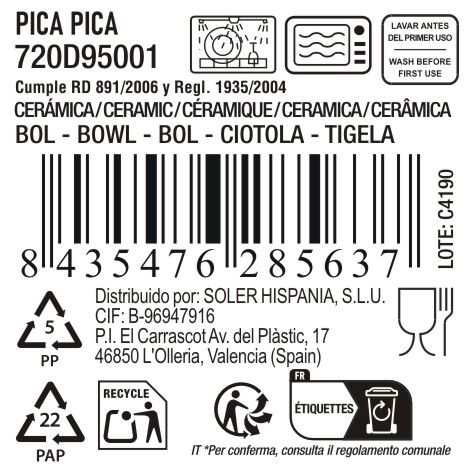 La Mediterranea Bol Aperitivo Ass.Col 12x4.2 cm "Pica-Pica" (24 Unidades)