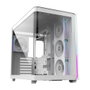 FSP M580-WP Caja PC Gaming ATX Mid Tower - Blanca, 4 Ventiladores PWM ARGB Reverse 120mm, USB 3.0, USB Tipo-C, Panel de Vidrio Templado Curvo, Soporte 360mm