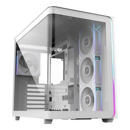 FSP M580-WP Plus Torre Media Midi Tower Blanco ARGB - Carcasa PC con Vidrio Templado, ATX, micro-ATX, Mini-ITX, Ventiladores 4x 120mm Incluidos