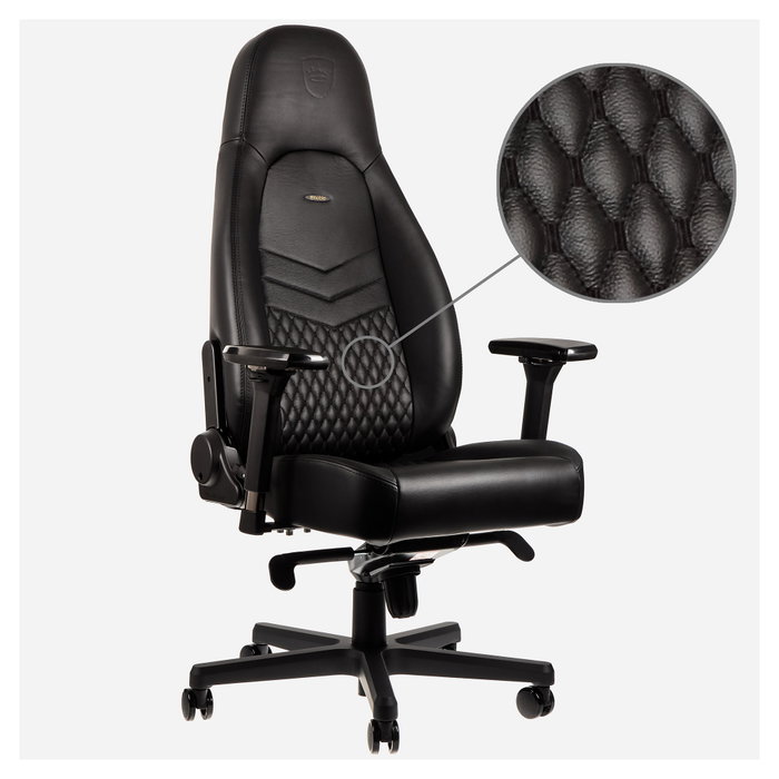 Noblechairs ICON Echtleder Gaming Stuhl schwarz/schwarz