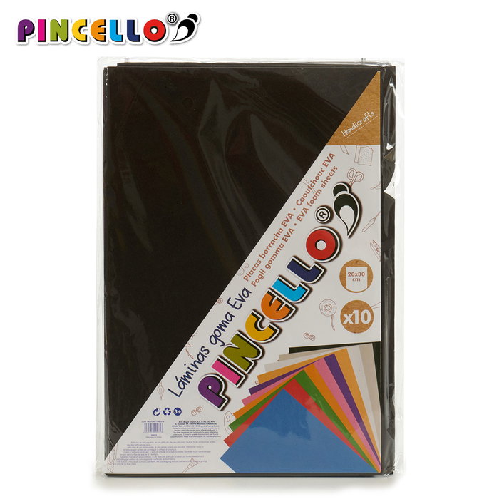 Pincello Juego 10 Laminas Goma Eva Negro 20 x 30 cm (Set de 24)