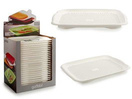 Kinvara Bandeja con Escurridor de Plástico Blanco 27 x 36.3 x 3 cm (Set de 24)