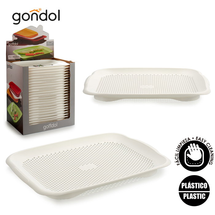 Kinvara Bandeja con Escurridor de Plástico Blanco 27 x 36.3 x 3 cm (Set de 24)