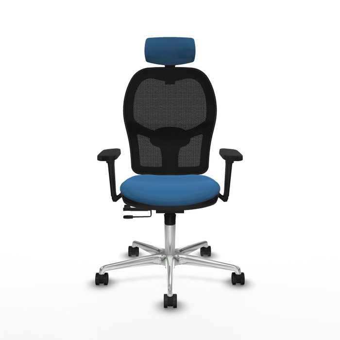 PIQUERAS Y CRESPO Silla de oficina Jorquera con mecanismo Sincro/Traslack, Azul claro y Negro