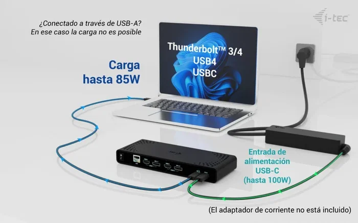 I-tec Universal Dual 4K Display Docking Station con Cargador USB-C 100W I-tec Universal Dual 4K Display Docking Station con Cargador USB-C 100W