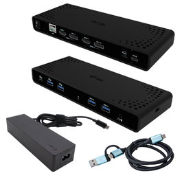 I-tec Universal Dual 4K Display Docking Station 2xDP 2xHDMI LAN Audio Power Delivery 85W + Cargador USB-C 100W