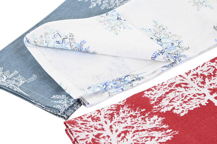 DKD Home Decor Paño Atlantico Azul Fucsia 40 x 60 cm Set de 2 Piezas Algodón