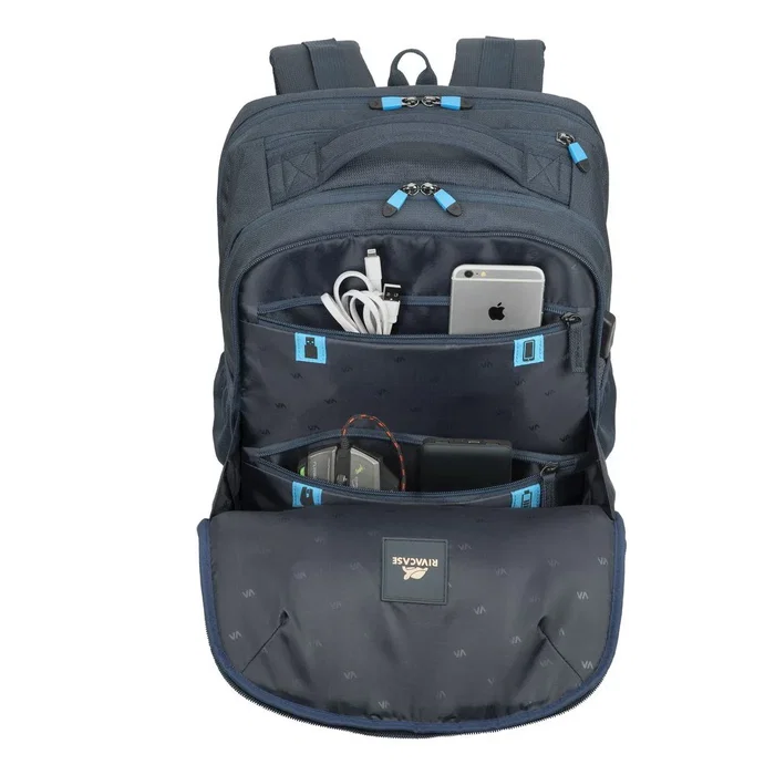 Rivacase 7861 Mochila para Portátil de 43,9 cm (17,3") Azul - Compartimento para Tableta, Resistente al Agua y Golpes, Poliéster