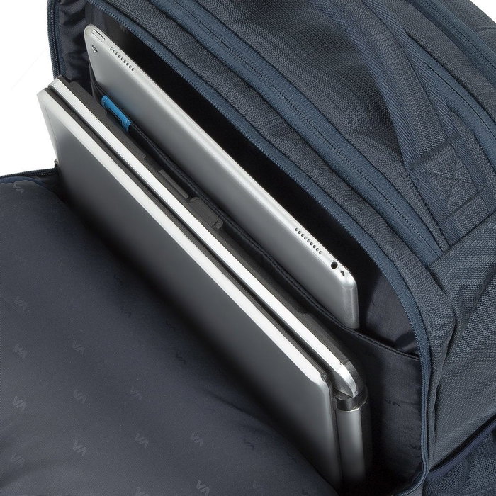 Rivacase 7861 Mochila para Portátil de 43,9 cm (17,3") Azul - Compartimento para Tableta, Resistente al Agua y Golpes, Poliéster