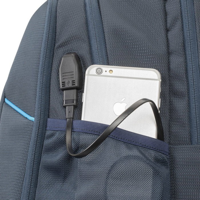 Rivacase 7861 Mochila para Portátil de 43,9 cm (17,3") Azul - Compartimento para Tableta, Resistente al Agua y Golpes, Poliéster