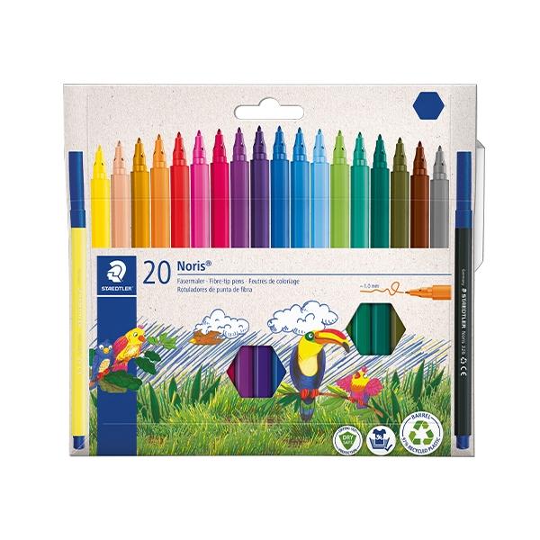 Staedtler Noris Club 326 Rotuladores de punta de fibra, colores surtidos, caja de 20 unidades