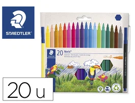 Staedtler Noris Club 326 Rotuladores de punta de fibra, colores surtidos, caja de 20 unidades