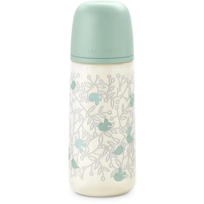 Suavinex Biberón Birdies - Tetina SX Pro L - 360 ml - Para bebés a partir de 6 meses - Verde