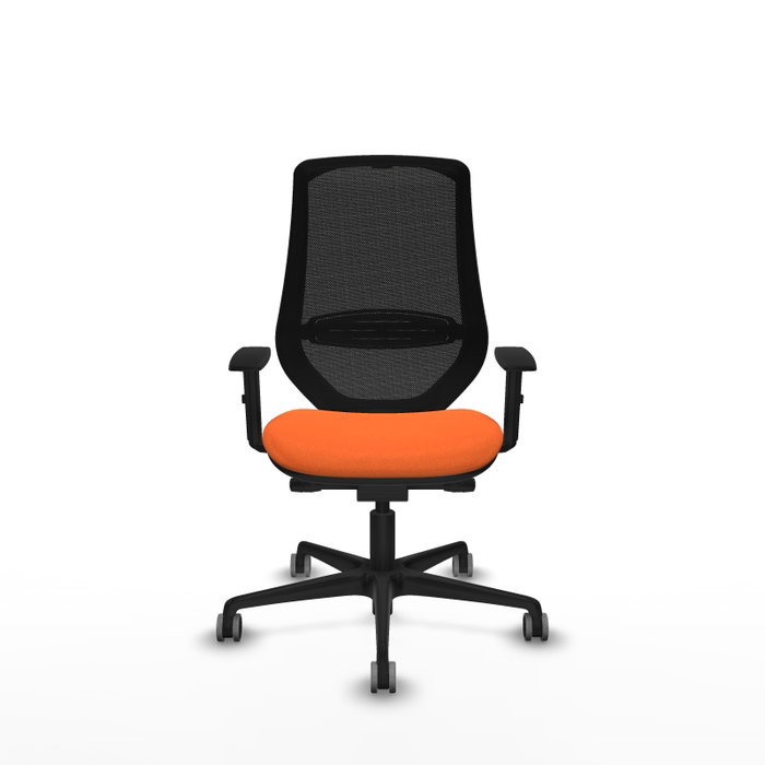 PIQUERAS Y CRESPO Silla de oficina Mardos con mecanismo Sincro/Traslack, Tela Naranja y Malla Negra PIQUERAS Y CRESPO Silla de oficina Mardos con mecanismo Sincro/Traslack, Tela Naranja y Malla Negra