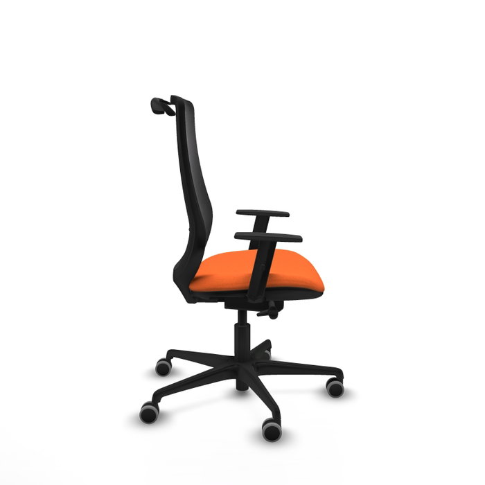 PIQUERAS Y CRESPO Silla de oficina Mardos con mecanismo Sincro/Traslack, Tela Naranja y Malla Negra PIQUERAS Y CRESPO Silla de oficina Mardos con mecanismo Sincro/Traslack, Tela Naranja y Malla Negra