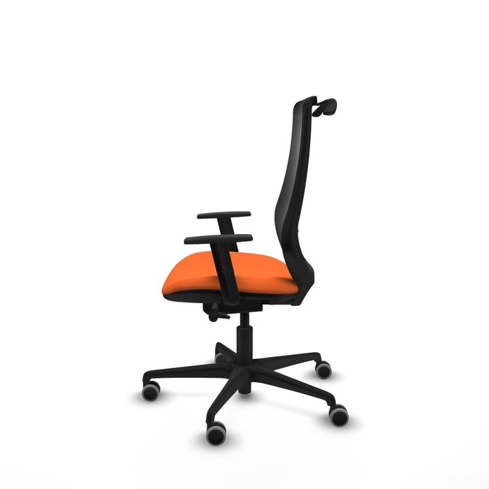PIQUERAS Y CRESPO Silla de oficina Mardos con mecanismo Sincro/Traslack, Tela Naranja y Malla Negra PIQUERAS Y CRESPO Silla de oficina Mardos con mecanismo Sincro/Traslack, Tela Naranja y Malla Negra