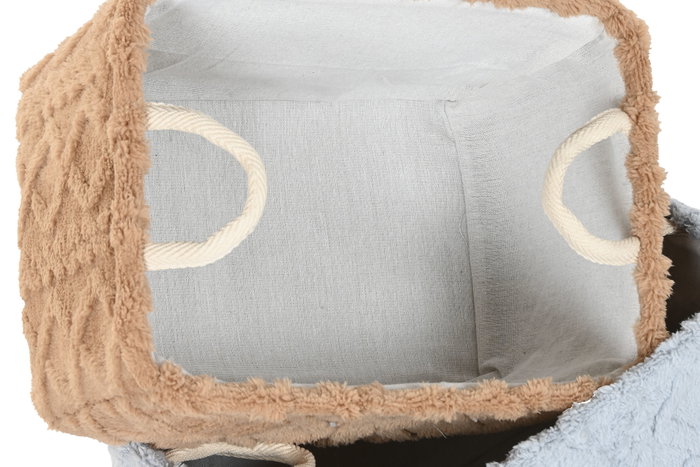 DKD Home Decor Set de 3 Cestas de Poliéster - Beige, Gris y Mostaza DKD Home Decor Set de 3 Cestas de Poliéster - Beige, Gris y Mostaza