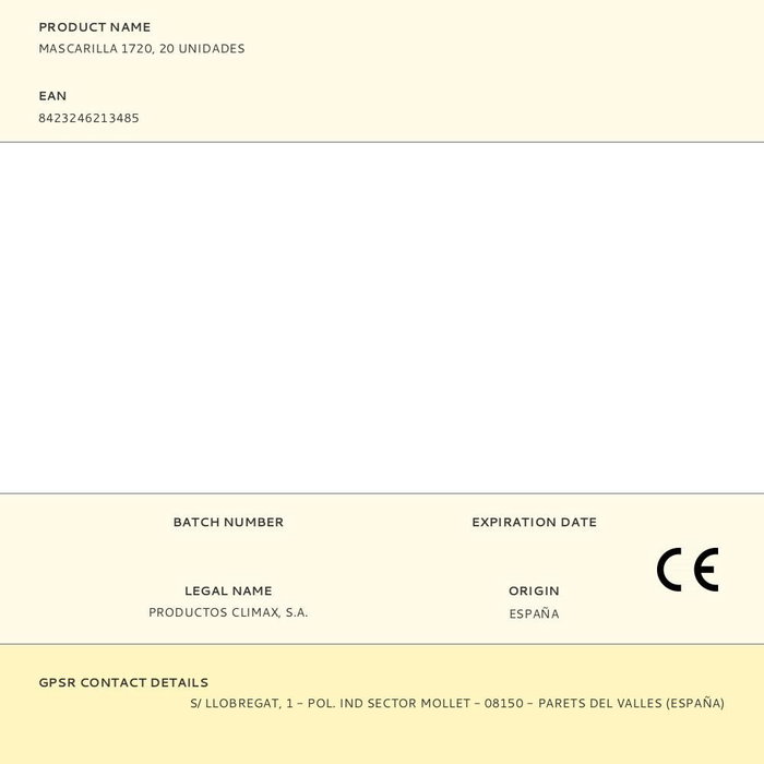 Climax Mascarilla FFP2 1720, 20 Unidades