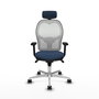 PIQUERAS Y CRESPO Silla de oficina Jorquera con mecanismo Sincro, Azul marino y Blanco