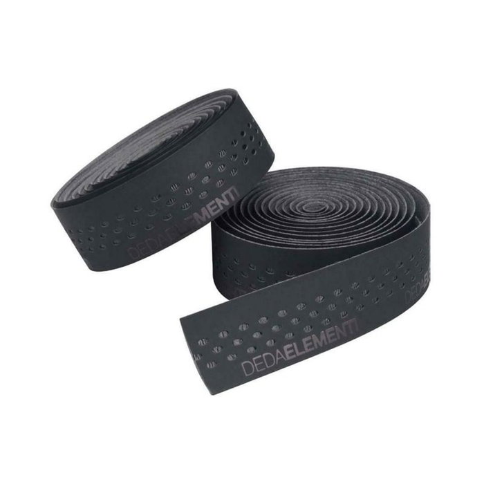 Deda Juego de cinta de manillar Presa perforada negro brillante Deda Juego de cinta de manillar Presa perforada negro brillante