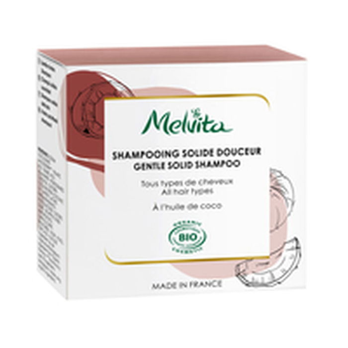 Melvita Champú Sólido Suavidad e Hidratación Profunda con Aceite de Coco, Orgánico y Vegano, para Todo Tipo de Cabello, 55g