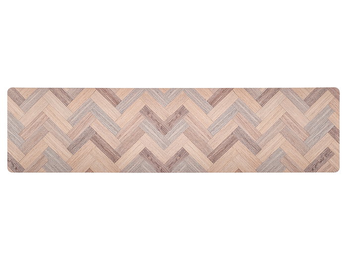 Kinvara Alfombra Cocina Efecto Madera 50x200 cm Poliéster Antideslizante (Set de 12)
