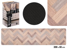Kinvara Alfombra Cocina Efecto Madera 50x200 cm Poliéster Antideslizante (Set de 12)