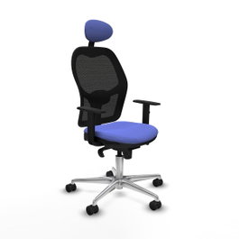 PIQUERAS Y CRESPO Silla de oficina Jorquera con mecanismo Sincro, Tela Azul claro y Malla Negra
