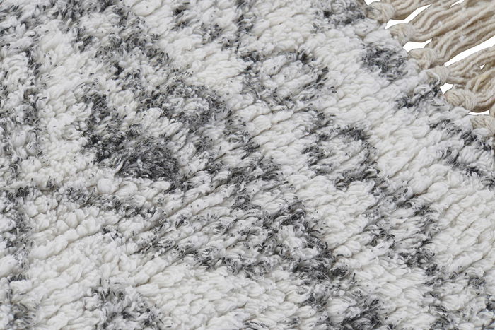 DKD Home Decor Alfombra Boho Blanco Negro 50 x 1 x 80 cm Algodón Polyester Baño Flecos