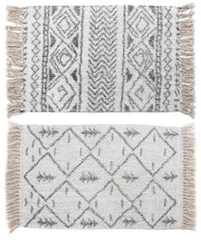 DKD Home Decor Alfombra Boho Blanco Negro 50 x 1 x 80 cm Algodón Polyester Baño Flecos
