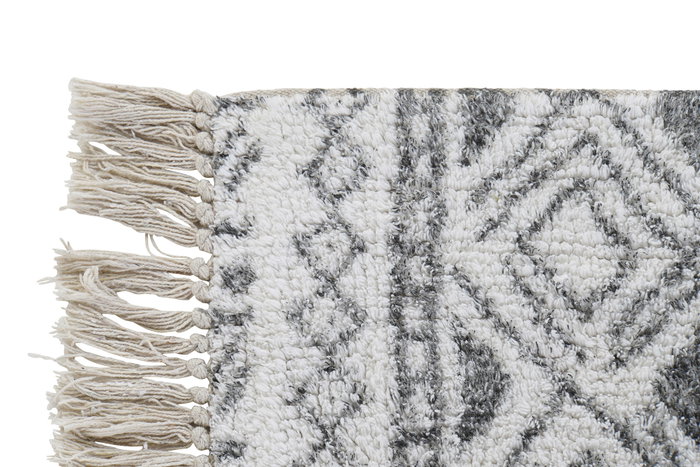 DKD Home Decor Alfombra Boho Blanco Negro 50 x 1 x 80 cm Algodón Polyester Baño Flecos