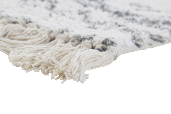 DKD Home Decor Alfombra Boho Blanco Negro 50 x 1 x 80 cm Algodón Polyester Baño Flecos