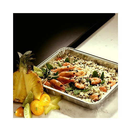 STARPAK Bandeja de comida desechable de aluminio con tapa 930 ml plata STARPAK Bandeja de comida desechable de aluminio con tapa 930 ml plata