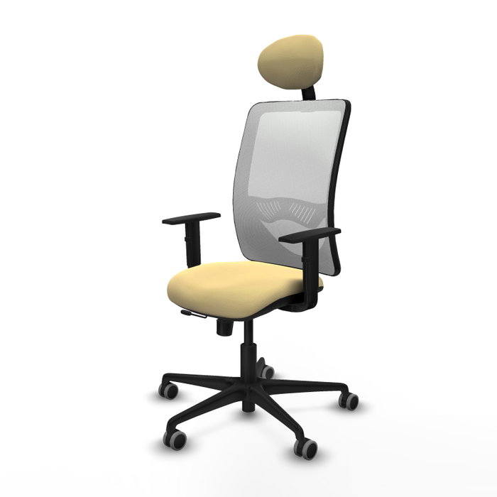 PIQUERAS Y CRESPO Silla de oficina Zulema con mecanismo Sincro/Traslack, Crema y Blanco