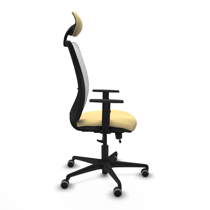 PIQUERAS Y CRESPO Silla de oficina Zulema con mecanismo Sincro/Traslack, Crema y Blanco