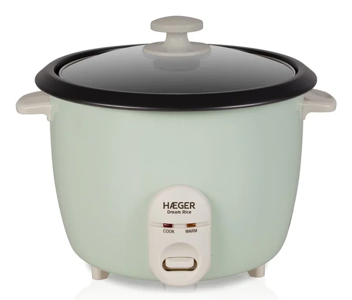 Haier RC-18L.002A Arrocera eléctrica, 1.8 litros, 700 W, con tapa de vidrio y función mantener caliente, color verde