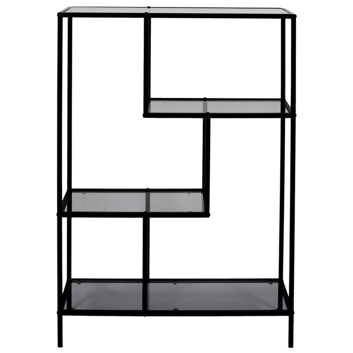 Home Deco Factory Estantería Lounge Edison 80x30x113 cm con Estructura de Hierro y Baldas de Vidrio para Exhibir y Almacenar