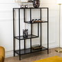 Home Deco Factory Estantería Lounge Edison 80x30x113 cm con Estructura de Hierro y Baldas de Vidrio para Exhibir y Almacenar