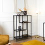 Home Deco Factory Estantería Lounge Edison 80x30x113 cm con Estructura de Hierro y Baldas de Vidrio para Exhibir y Almacenar