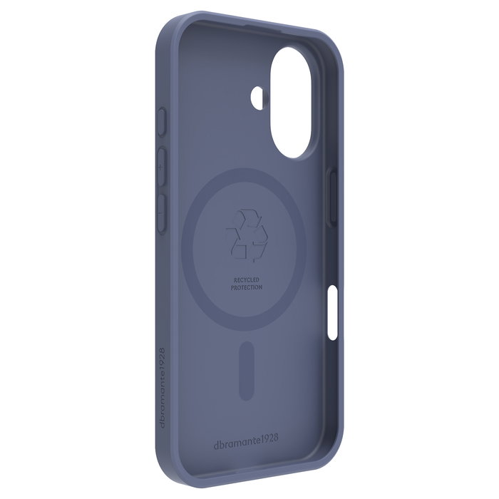 dbramante 1928 GREENLAND PRO MS Funda para iPhone 16, Azul Pacific Blue, Plástico Reciclado, Compatible con Carga Inalámbrica