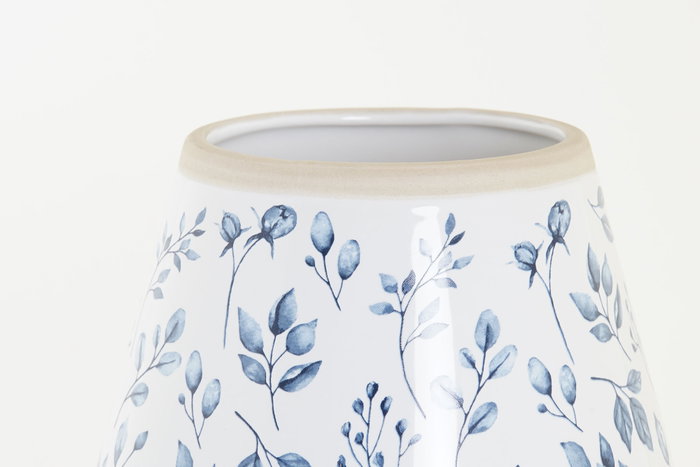 DKD Home Decor Jarrón de Porcelana Blanco y Azul 20x20x27,5 cm