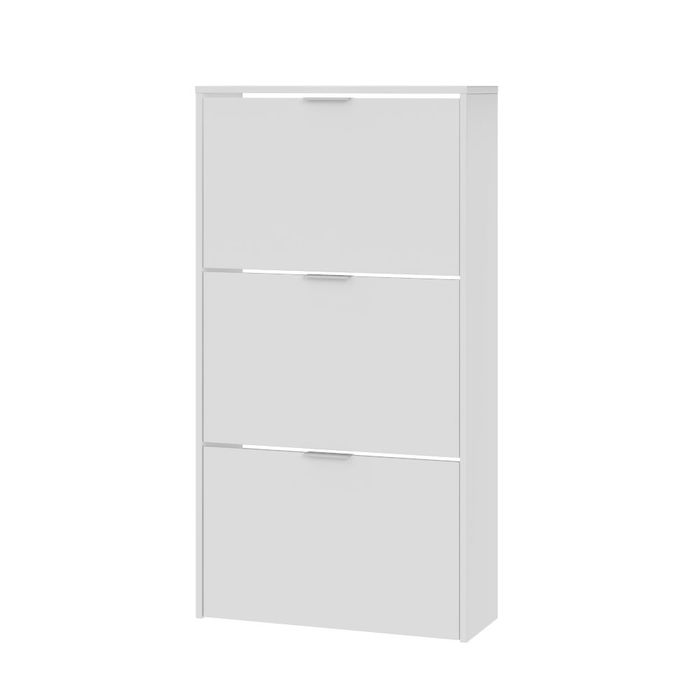 Forés/Arkit Zapatero Mueble 3 Puertas Abatibles Blanco Brillo Melamina 60x22x113cm